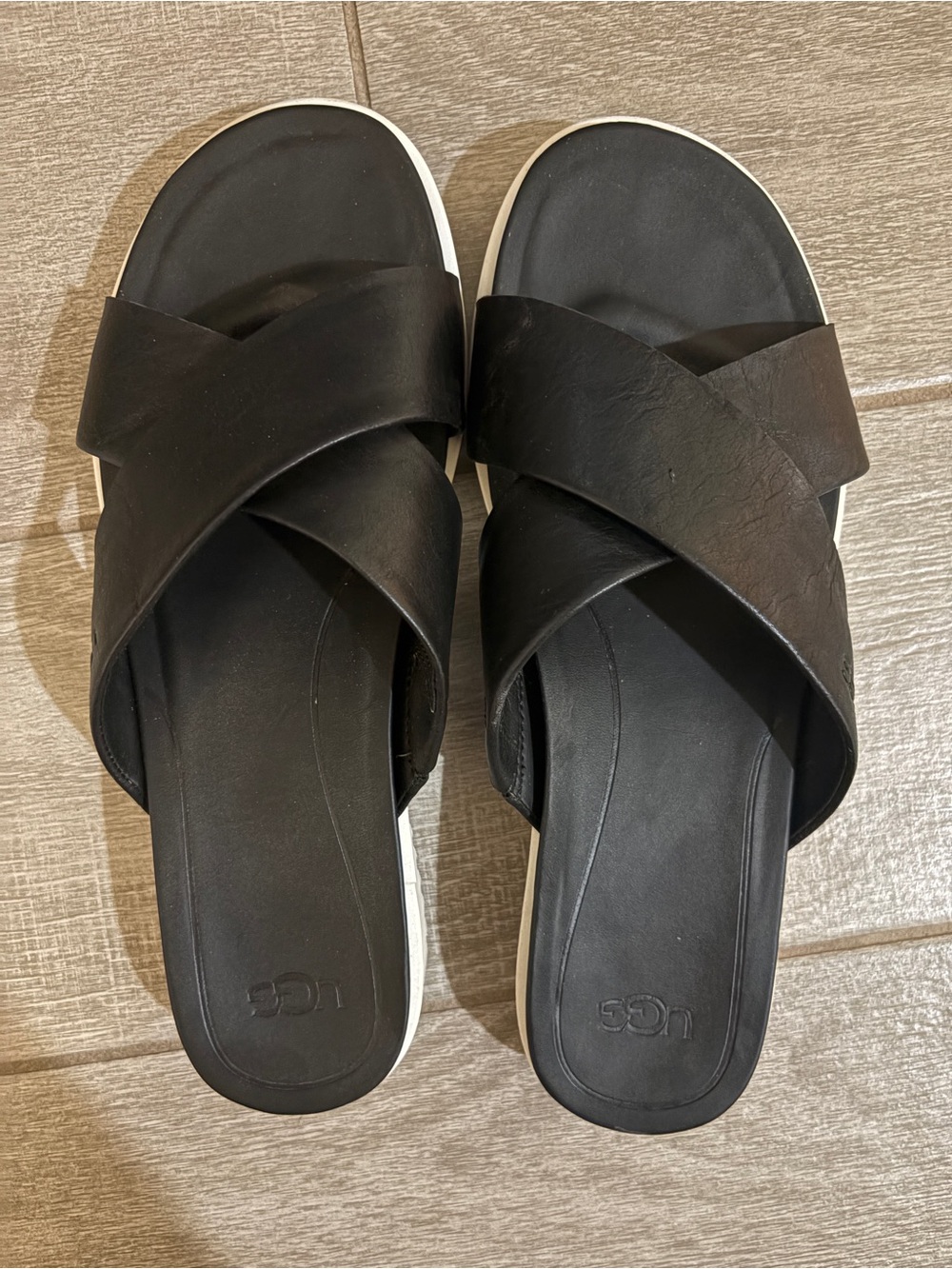 UGG black/white sandals